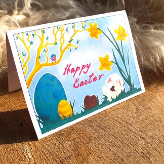 Easter Bunny card - printable PDF - preview of printed version