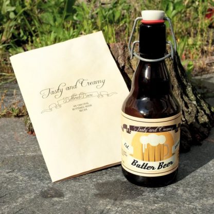 Butter Beer bottle and front view recipe