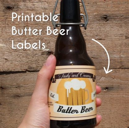 Butter Beer labels in a digital version, easily printable at home.