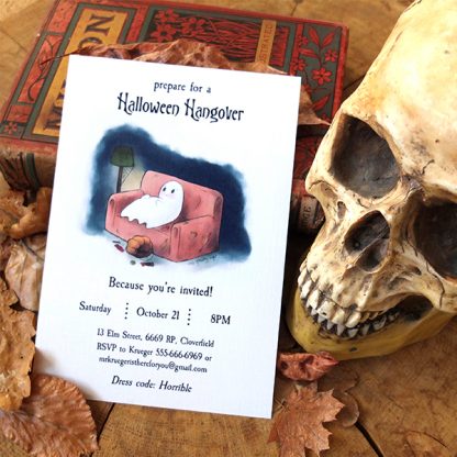 Styled image of the Halloween Hangover invitation template.